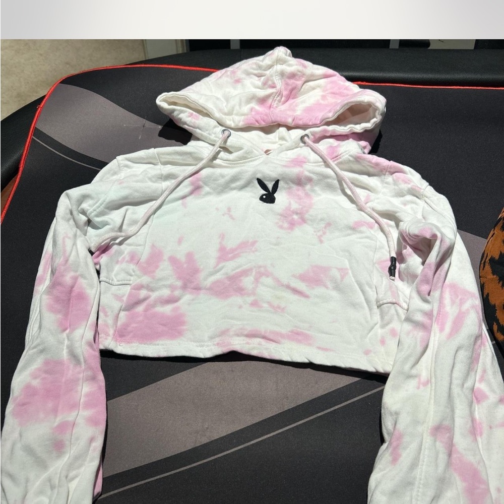 Pink and White Tie-Dye Hoodie